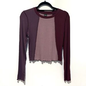 Wild Fable Purple Colorblock Long Sleeve Ribbed Crop Top